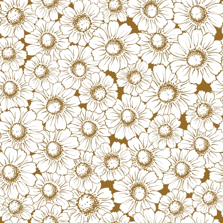 Vintage Seamless Background With Elegant Chamomilesのイラスト素材