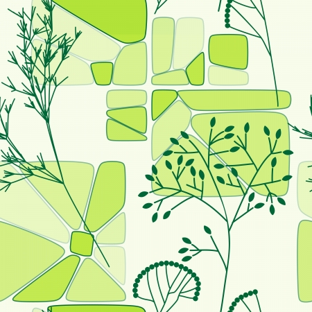 green floral retro seamless patternのイラスト素材
