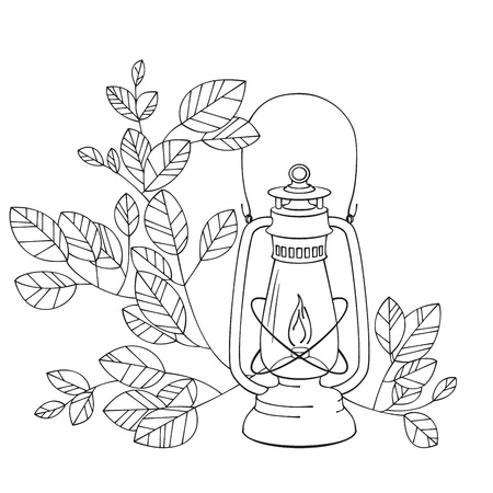 A Old petrol lamp with white backgroundのイラスト素材