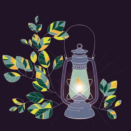 A Old petrol lamp with night backgroundのイラスト素材