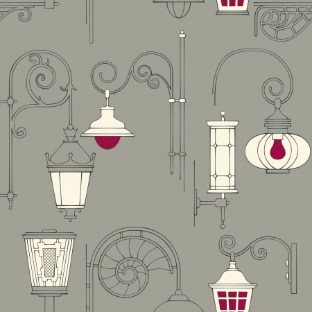 Street lantern seamless patternのイラスト素材