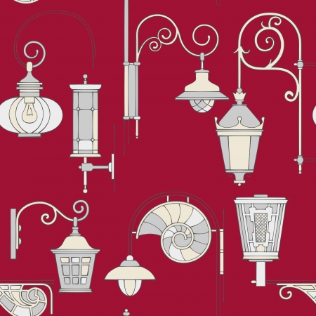 Street lantern seamless patternのイラスト素材
