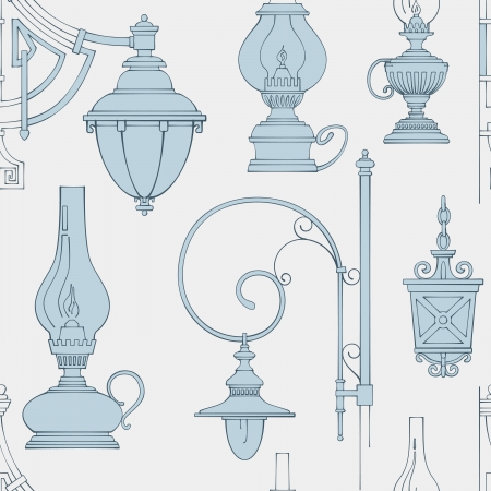 Vector vintage lamp seamless patternのイラスト素材