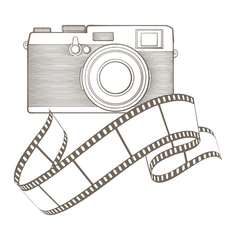 Retro photo camera with vignetteのイラスト素材