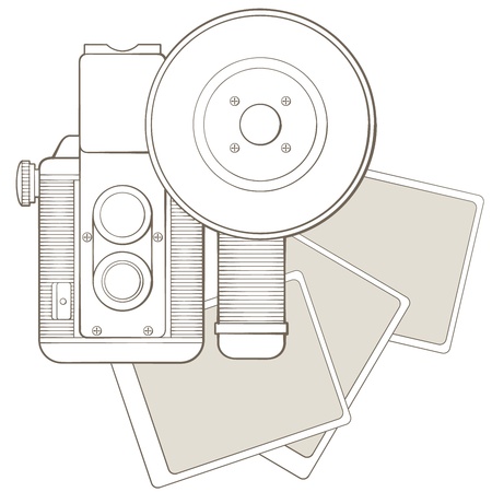 Vintage photo camera with vignetteのイラスト素材