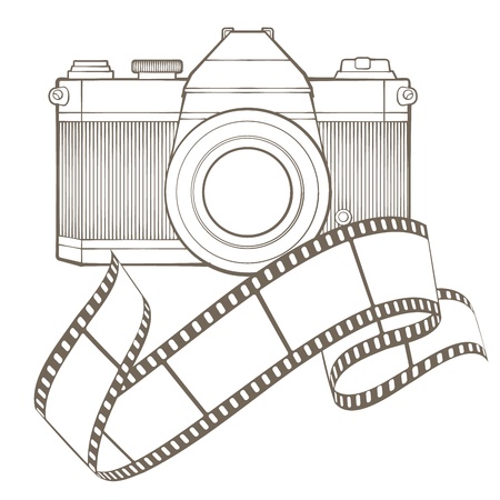 Retro photo camera with vignetteのイラスト素材