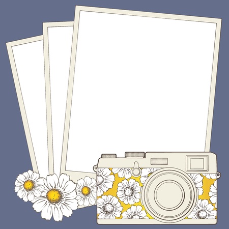 Vintage photo camera with vignetteのイラスト素材