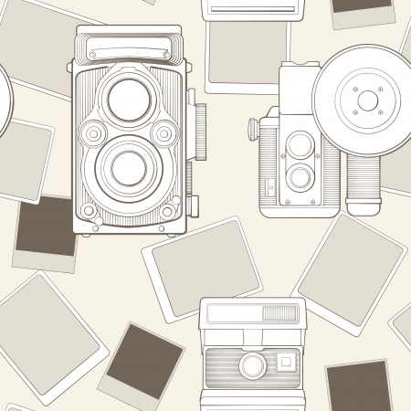vintage seamless pattern with cameraのイラスト素材