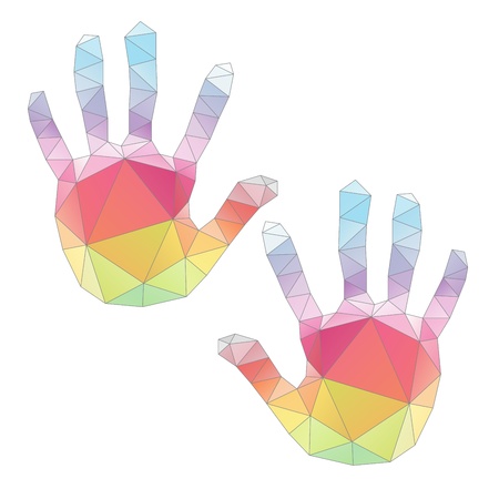   colorful hand prints, poligonal artのイラスト素材