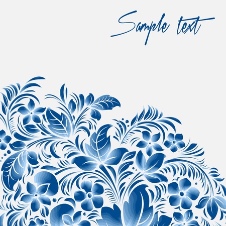 blue flower ornament, gzhel russian styleのイラスト素材