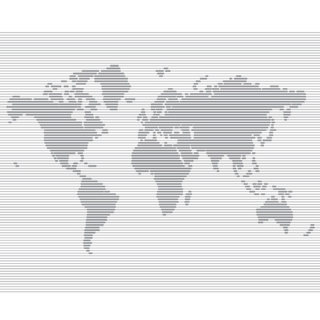 striped line world map  template illustrationのイラスト素材