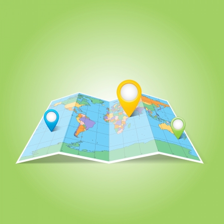 World map with Map Pins Pointer Icons のイラスト素材