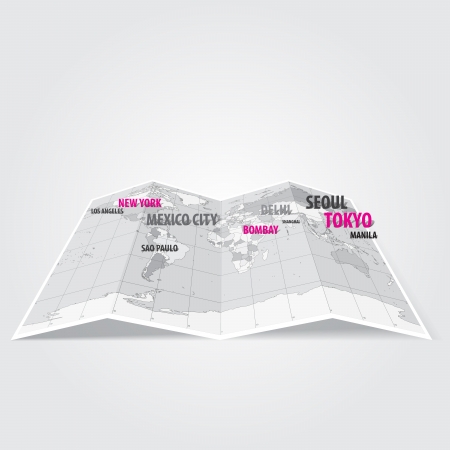 largest cities of the world map 3dのイラスト素材