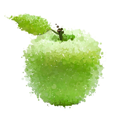 Green apple with leaf of blots vector isolated on whiteのイラスト素材