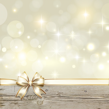 Golden ribbon bow with bokeh Christmas decorationのイラスト素材