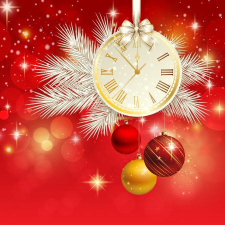 New year vector background with gold clockのイラスト素材