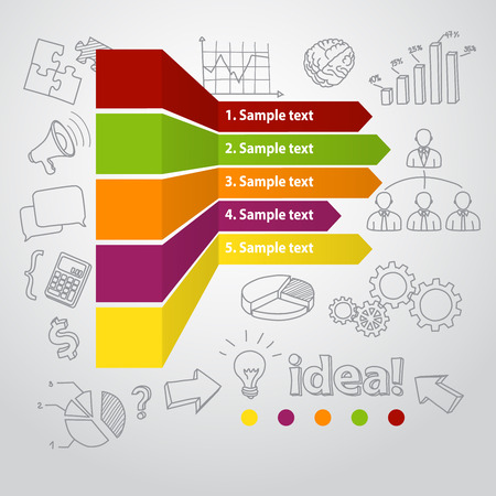 Marketing infographic concept and hand drawn business doodlesのイラスト素材