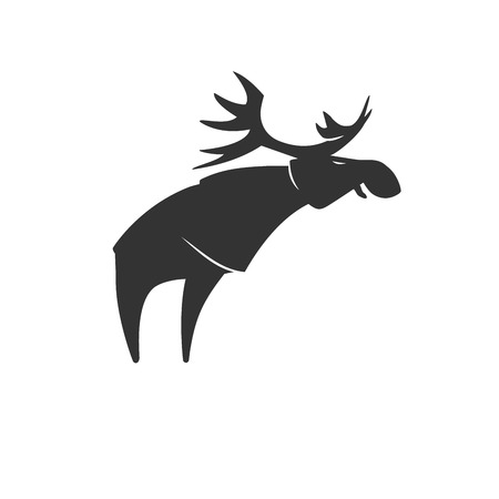 Stylized silhouette moose logo vector emblem illustrationのイラスト素材
