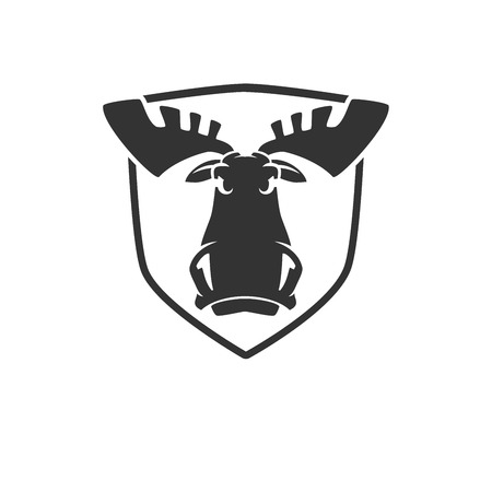 The evil moose head logo vector emblem illustrationのイラスト素材