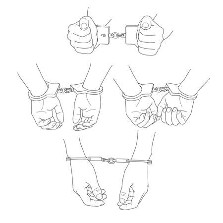 Man hands with handcuffs vector illustration setのイラスト素材