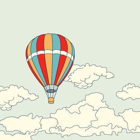 Air balloon flying in the clouds sky vector illustrationのイラスト素材