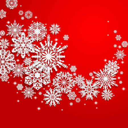 Abstract swirl of paper snowflakes on a vector backgroundのイラスト素材