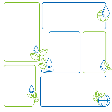 water, drop, sprout, ecology, set of banner framesのイラスト素材