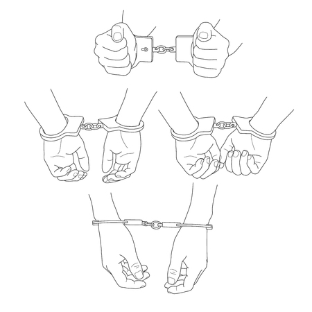 Man hands with handcuffs vector illustration setのイラスト素材