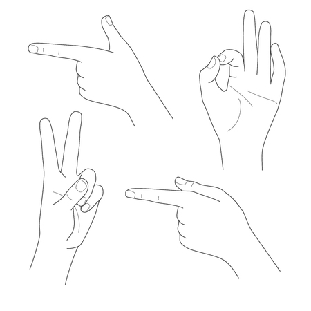 Hands in different gestures and interpretations vector illustration setの写真素材