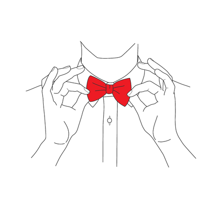 Hipster in a shirt and bow tie, vector imageの写真素材