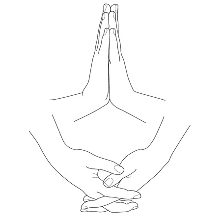 Hands folded in prayer, vector illustration setの写真素材