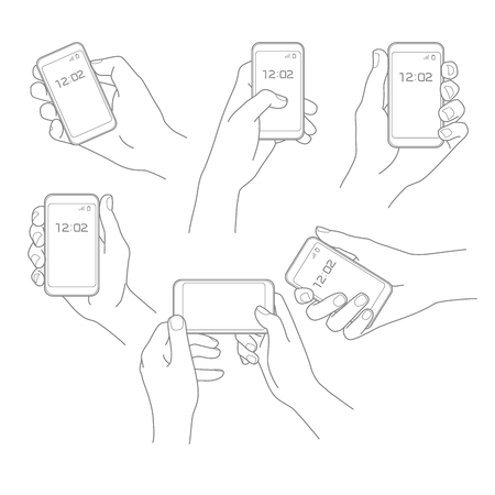 Hand with phone illustration vector setの写真素材