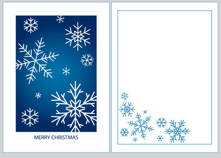 Merry New Year and Christmas corporate holiday cards. Universal abstract modern art templates with snowflakes, decorative bordersのイラスト素材