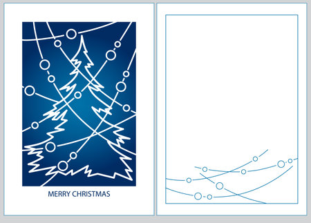 Merry New Year and Christmas corporate holiday cards. Universal abstract modern artistic templates with snowflakes, Christmas tree decorative bordersのイラスト素材