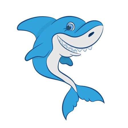 funny cartoon shark vector illustrationのイラスト素材