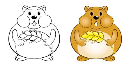 cute hamster, vector illustration on white backgroundのイラスト素材