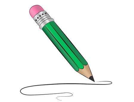 pencil draws a curved line, vector imageのイラスト素材