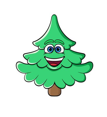 Christmas tree with face smiling vector imageのイラスト素材