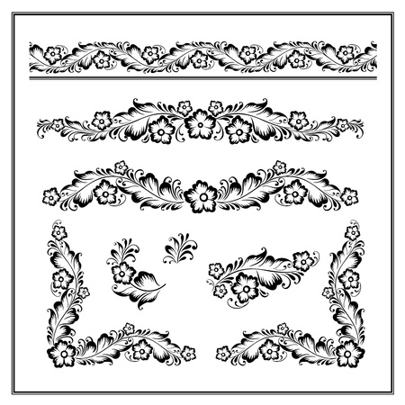 Eight elements of flower ornament set -  illustrationのイラスト素材