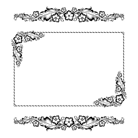 Ornament in style of Russian national tradition  Flower ornament set - illustration のイラスト素材