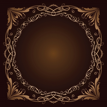 illustration of vintage radial ornament over brown background. Colourized of brown.  illustration.のイラスト素材