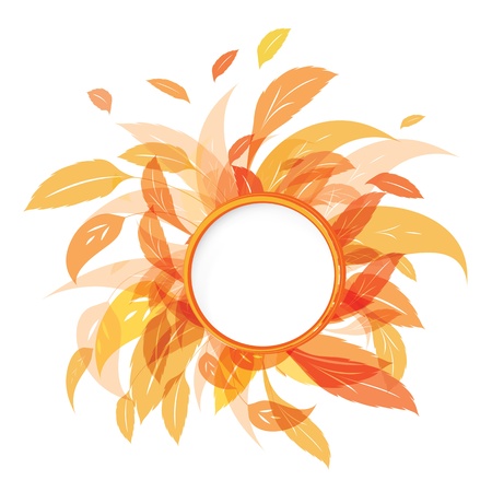 Colorful autumn leaves with text field isolated on white background   illustration のイラスト素材