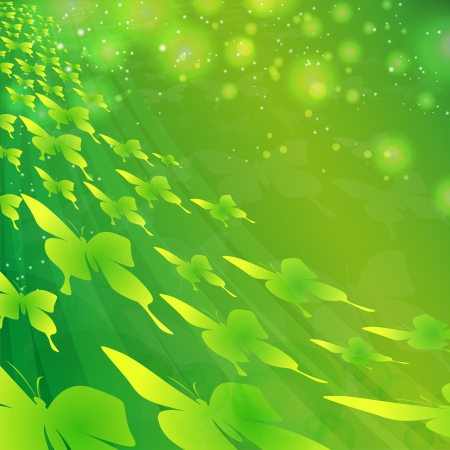 Spring abstract background with green butterfliesのイラスト素材