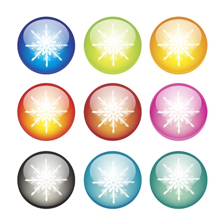 Snowflake icons on spherical background   illustration のイラスト素材