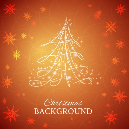 Simple sketch and glossy Christmas tree isolated on brown backgroundのイラスト素材