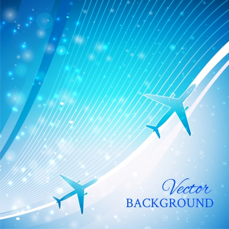 Airplane on blue background with white lines  Isolated design element  Airliner, jet のイラスト素材