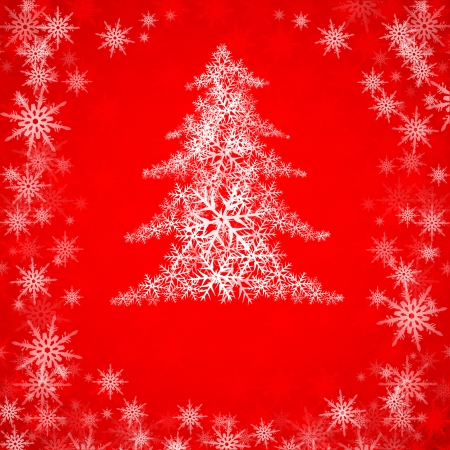 Red christmas background with Christmas tree,  illustration のイラスト素材