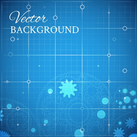 Mechanical weels over the blueprint background   illustration のイラスト素材