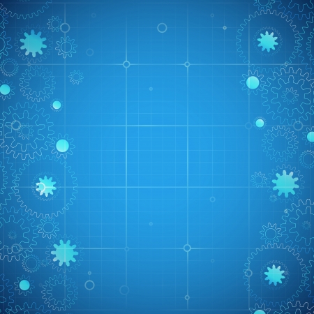 Mechanical wheels over the blueprint background   illustration のイラスト素材