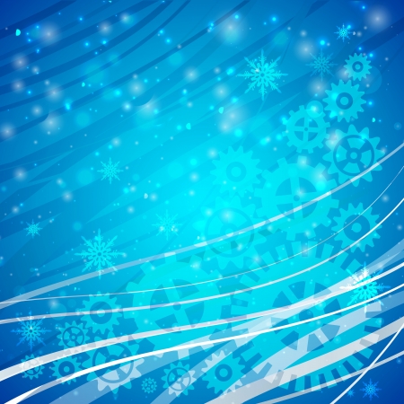 Mechanical weels over the frosty snowfalls background   illustration のイラスト素材